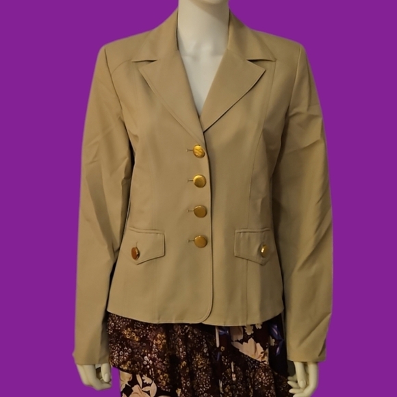 Vtg JULIANA COLLEZIONE Luxury Tailored Oatmeal Office Blazer Suit Coat - Picture 1 of 10